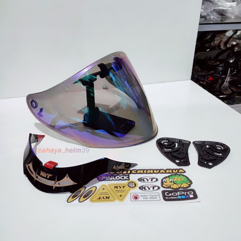 Paket flat visor kyt venom open pnp kyt galaxy flat r / kyt dj maru + spoiler  bonus stiker visor