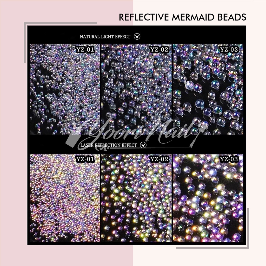 Reflective mermaid beads manik nail art reflective natural light effect reflective mermaid