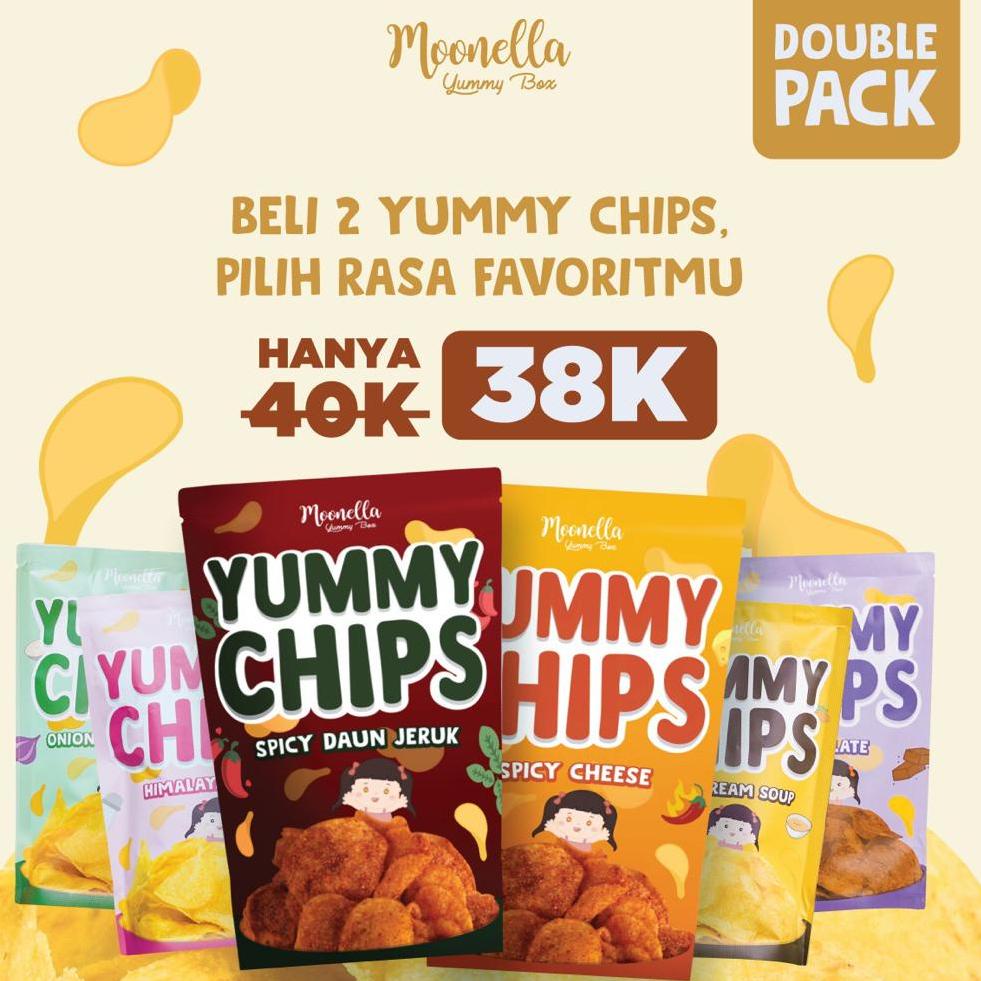 

1.1 Yummy Chips - Double Pack - NO MSG Keripik Kentang isi 2 ,.,.,.,.,.,