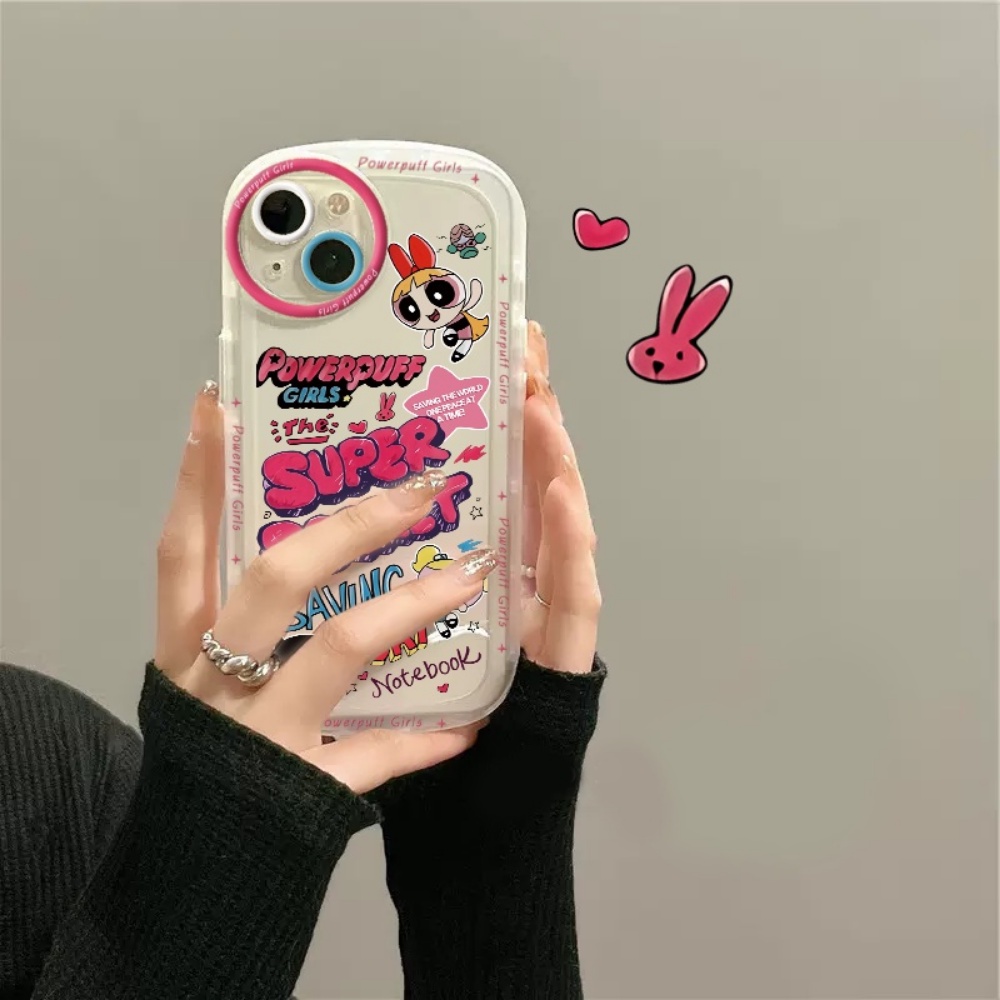 Powerpuff Casing Cewek Samsung A04E A04 A04S A13 A03 A03S A23 A02S A11 A12 A10 A50 A20 A52 A52s A20S A10S A51 M10 M12 M32 J7 PRO Clear Case Kartun Lensa Oval Lembut TPU Phone Cover