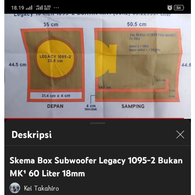 (Pesanan) Box Subwoofer Legacy 1095 Ukuran Speaker 10 Inch Dengan Tebal 18 MM