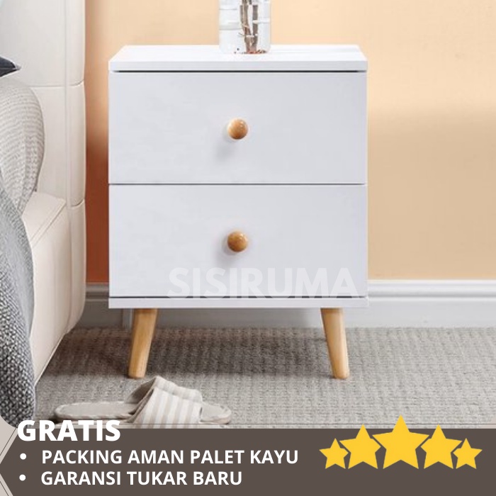 Meja Nakas Minimalis dengan Laci - Samping Tempat Tidur untuk Kamar Tidur Modern