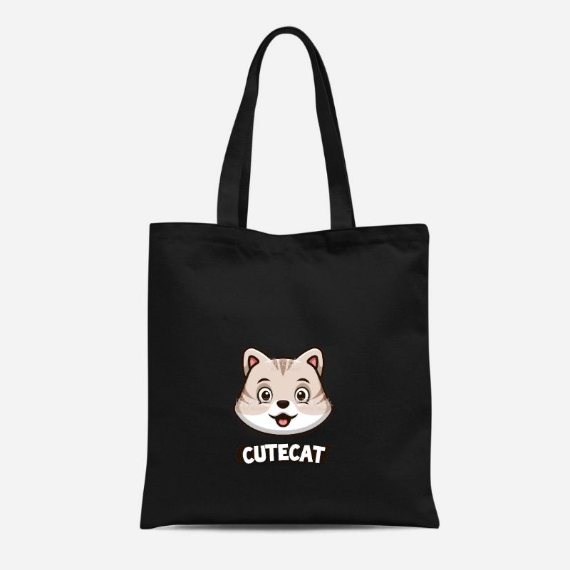 Tote bag Kanvas Resleting Cute cat PRIA WANITA Termurah Terlaris Kanvas