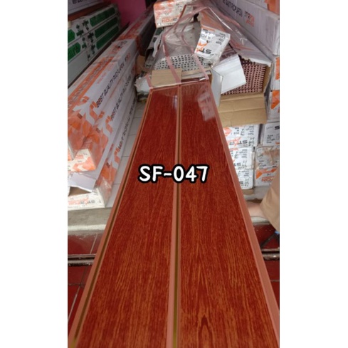 Plafon PVC Starfon Motif Serat Kayu Jati Brown Gress