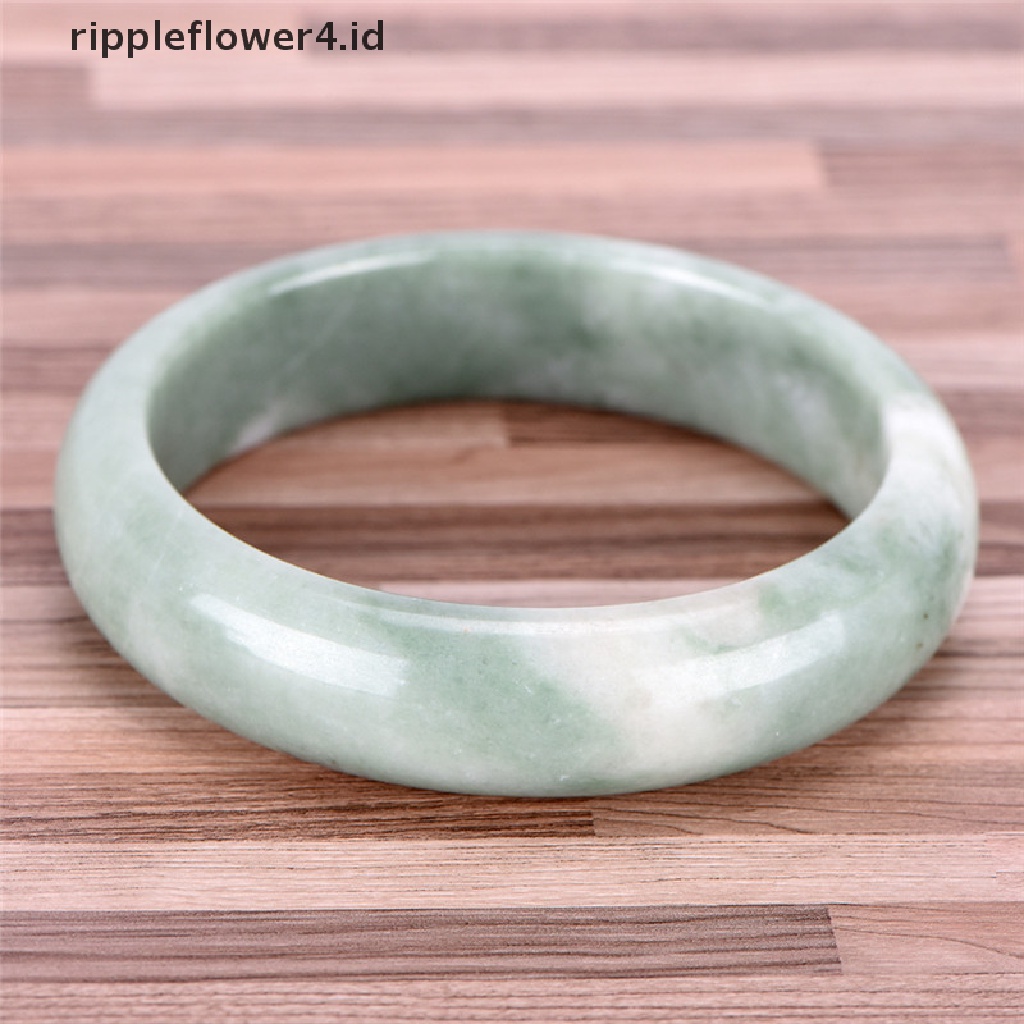 {rippleflower4.id} Gelang Bangle Permata Giok Hijau Alami Elegan Asli Handmade Perhiasan Fashion~