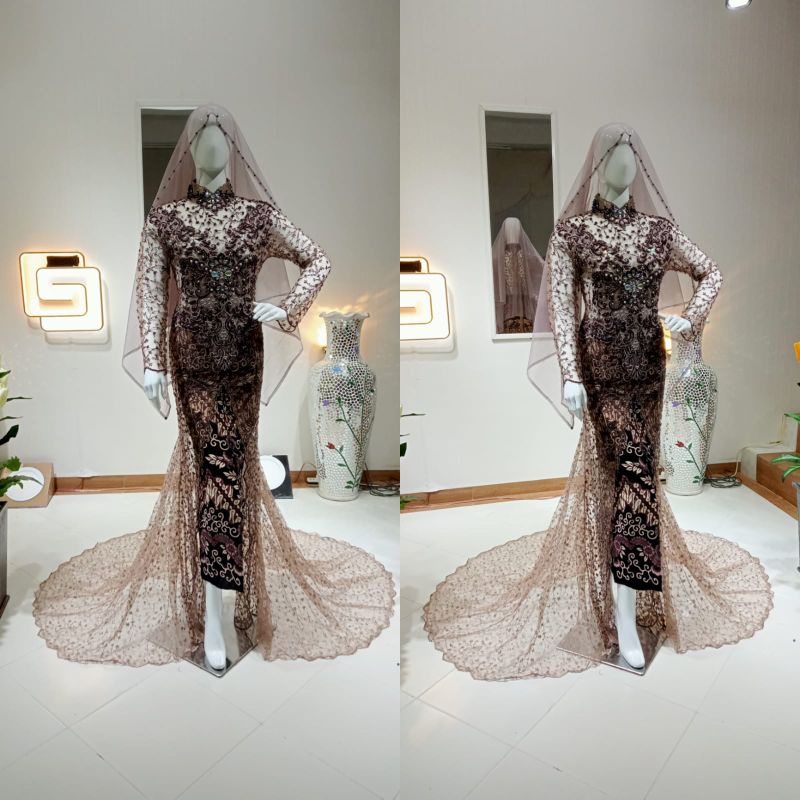 kebaya pengantin modern model blah ekor Payet)