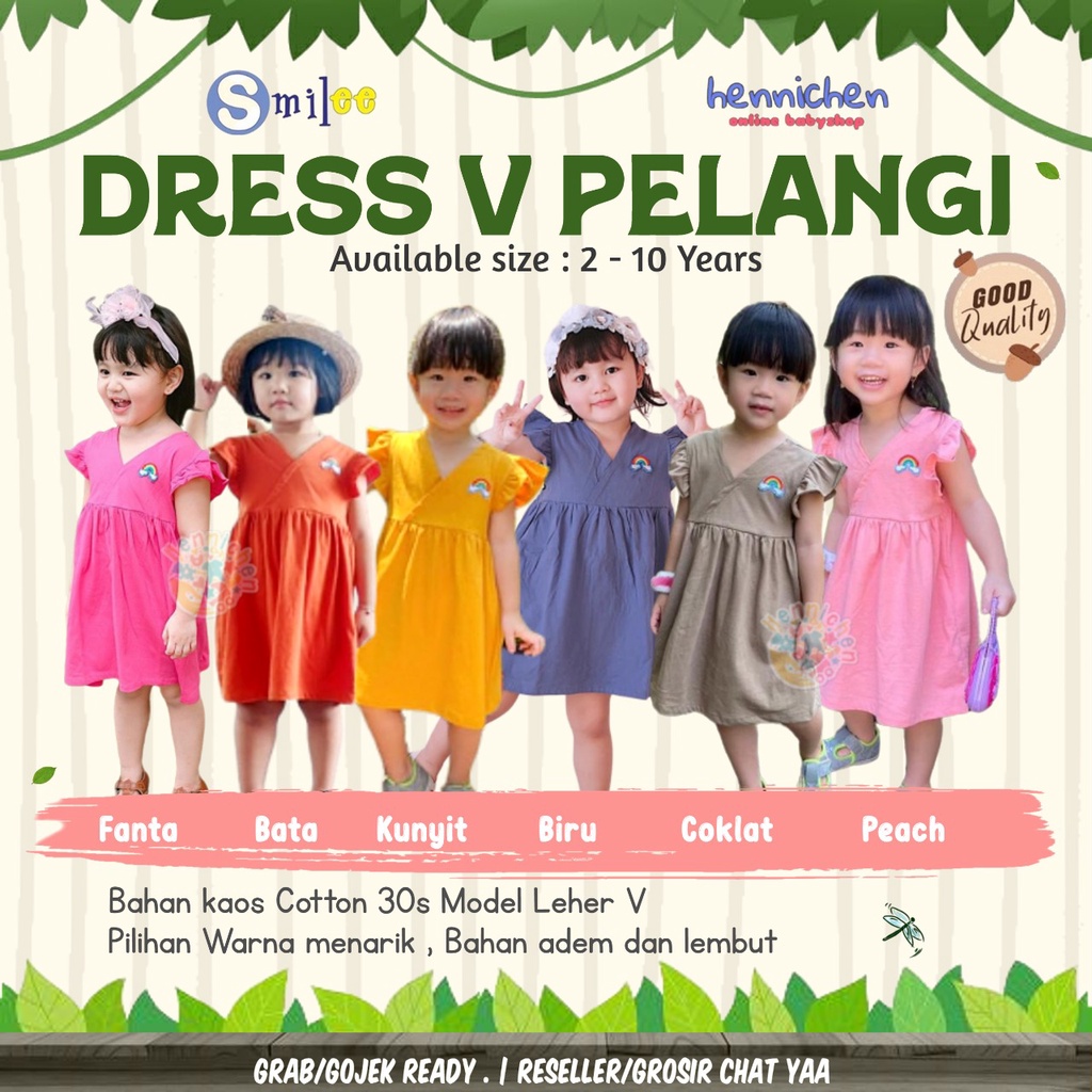 PROMO 12.12 Dress Anak Bayi SMILEE V Pelangi Mix Warna Size 1-5tahun / Dress anak perempuan lucu / dress anak