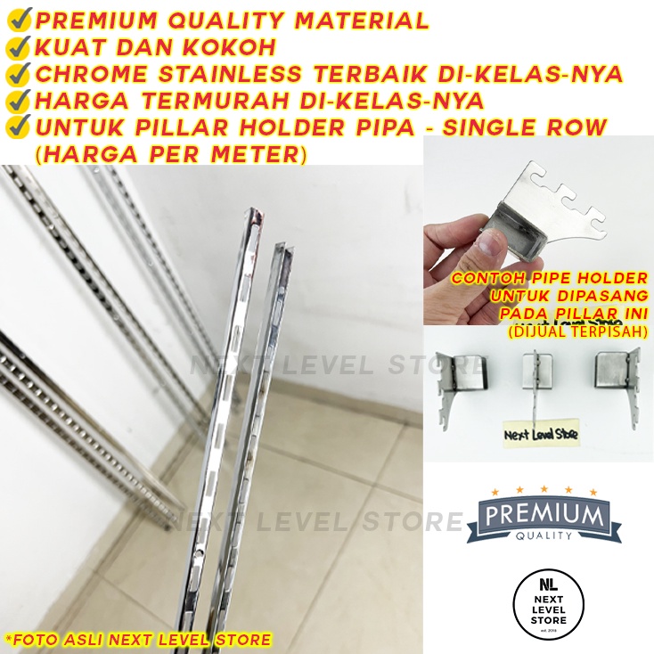 Pillar Single Row A - Display Hook Holder Cantolan - Harga Per Meter