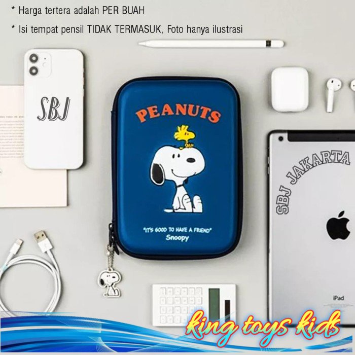 

TERBARU / Tempat pensil Snoopy Hardcase 3D waterproof bahan model spt smiggle - Navy