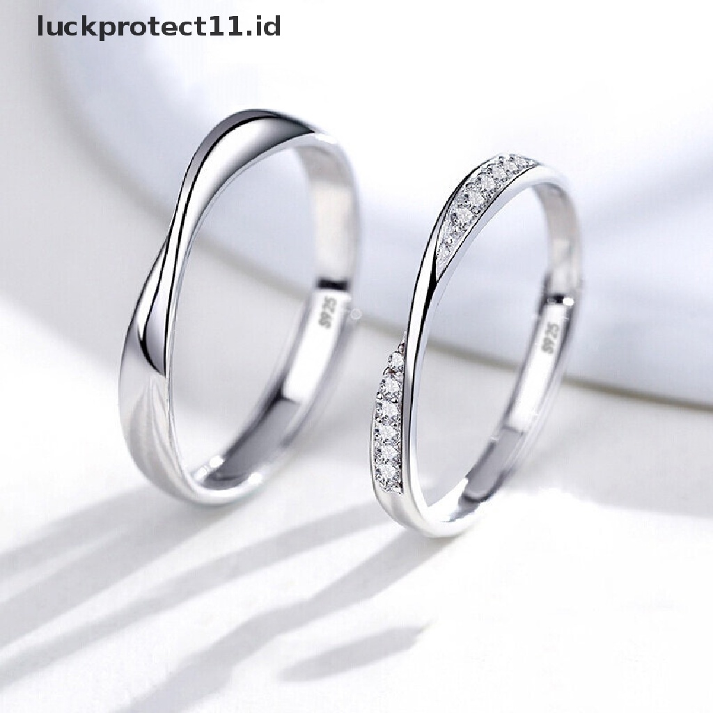 /Fashion Hot// Fashion// 1pasang Cincin Pasangan Kristal Berlian Pernikahan Pertunangan Perhiasan Adjustable Rings.