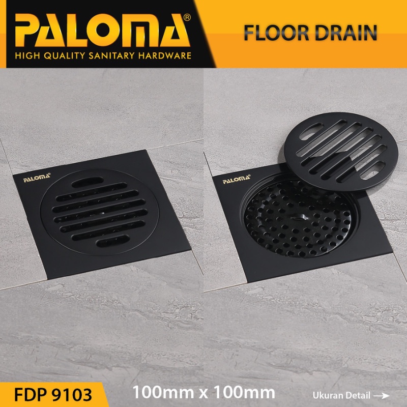 PALOMA FDP 9103 Floor Drain Strainer HITAM Saringan Got Kamar Mandi Anti Bau BLACK MATTE