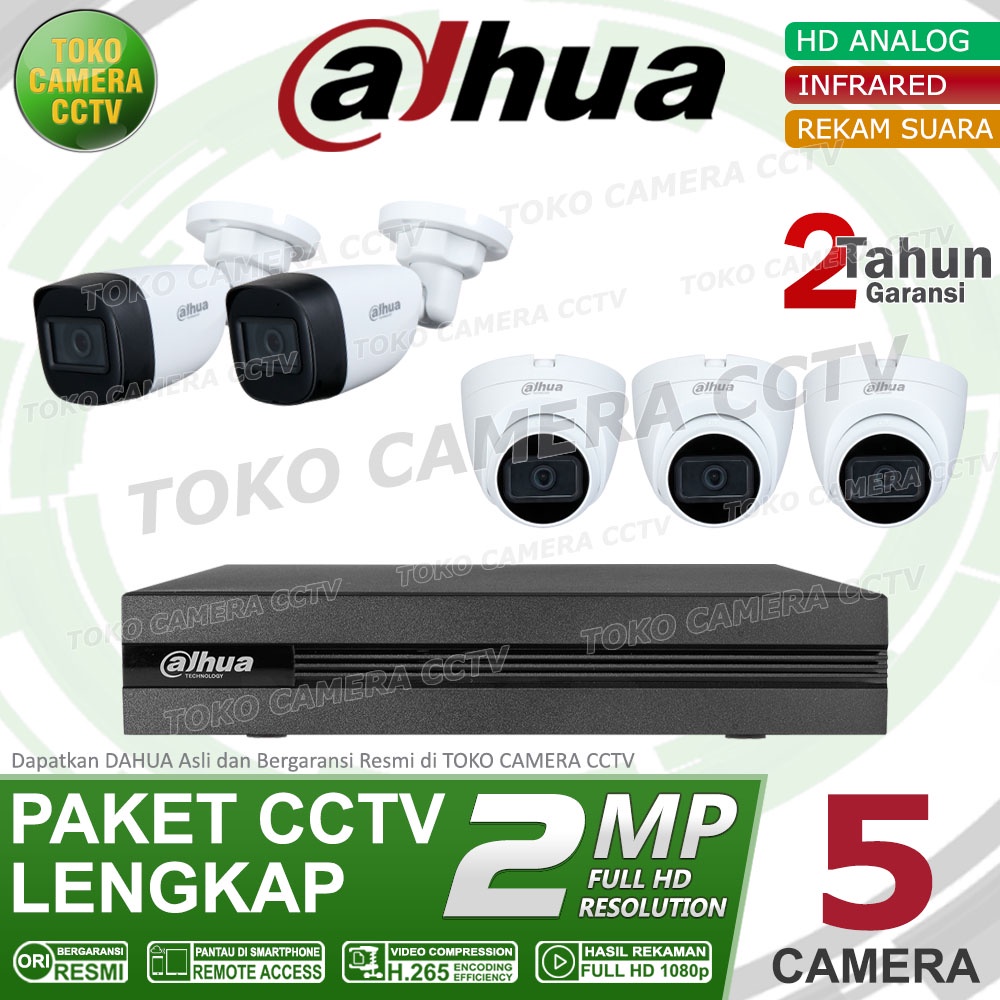 PAKET CCTV DAHUA 2MP AUDIO 8 CHANNEL 5 KAMERA