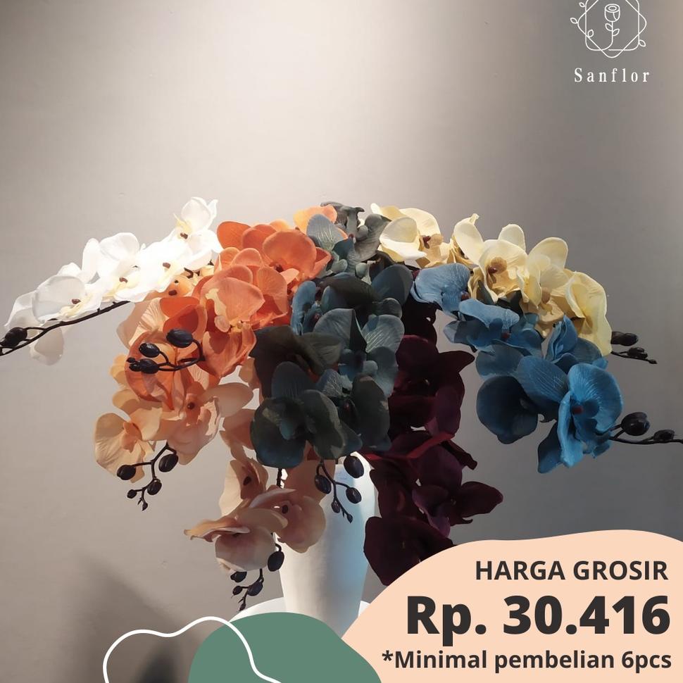 ❤[PROMO ⚡ALE]❤ BUNGA ANGGREK KAIN/ANGGREK KAIN 9KUNTUM/BUNGA ANGGREK PALSU/ANGGREK ARTIFICIAL