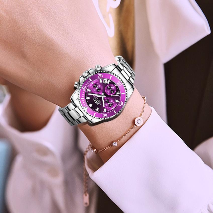 [RA4]BIDEN Jam Tangan Wanita Anti Air Bisnis Mode Tali Stainless Steel Otomatis Date  Kuarsa Jam Tan