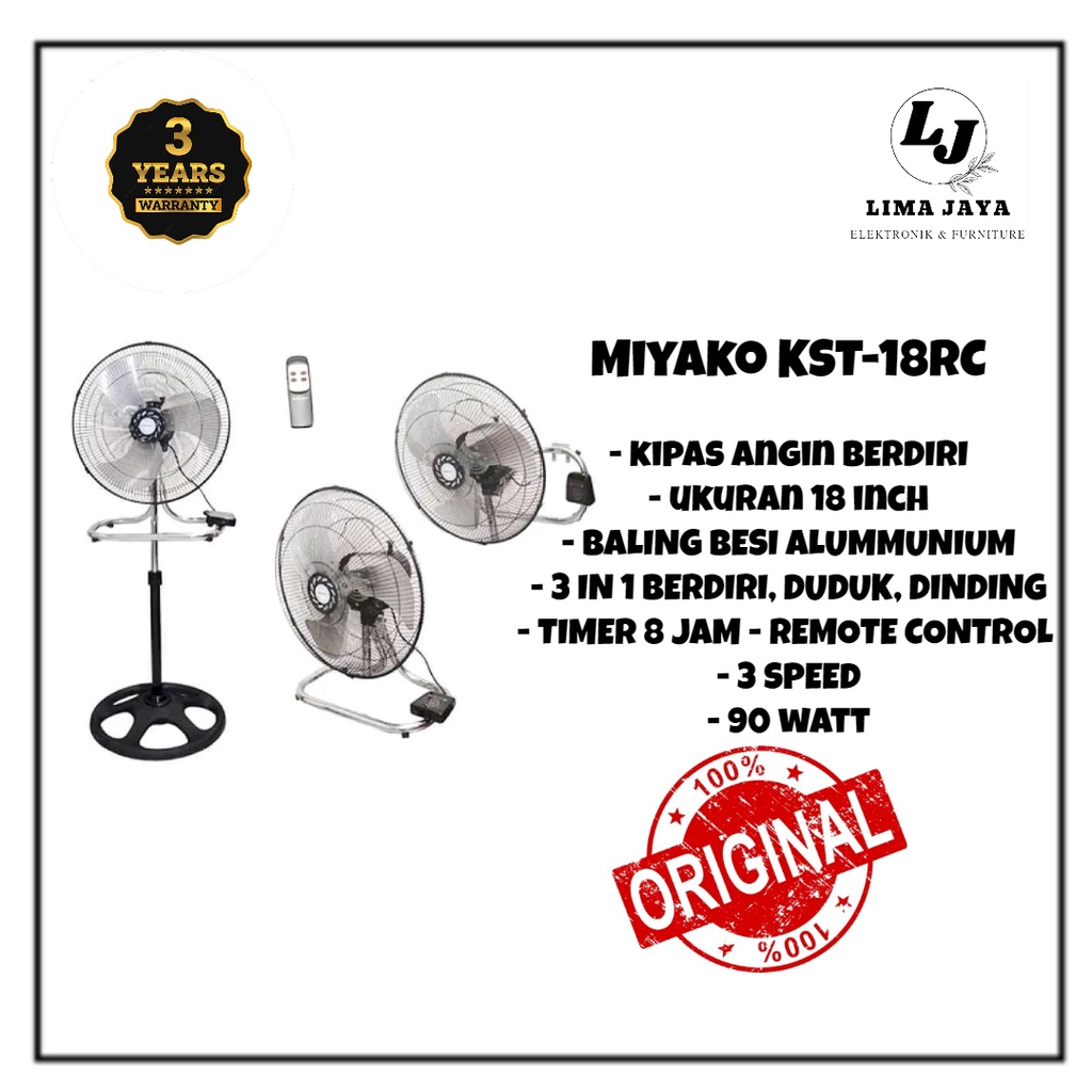 Kipas Angin Berdiri Miyako KST-18RC Stand Fan 18 inch