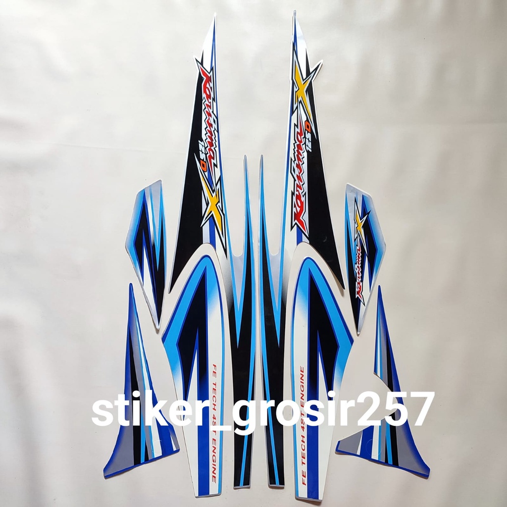 STIKER STRIPING LES LIST BODY MOTOR HONDA KARISMA X 125D 2005 SILVER BIRU