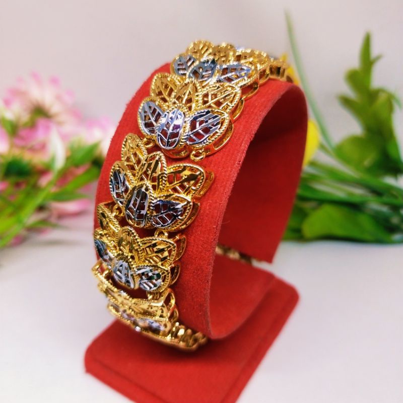Gelang Rantai Emas Hong kong /gelang pakistan / Gelang wanita terbaru warna combi gold