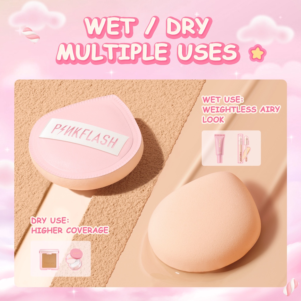 PINKFLASH Double-Side Use Puff Air cushion Soft Cosmetic Puff Comfortable Touch Marshmallow Teardrop Puff Tools