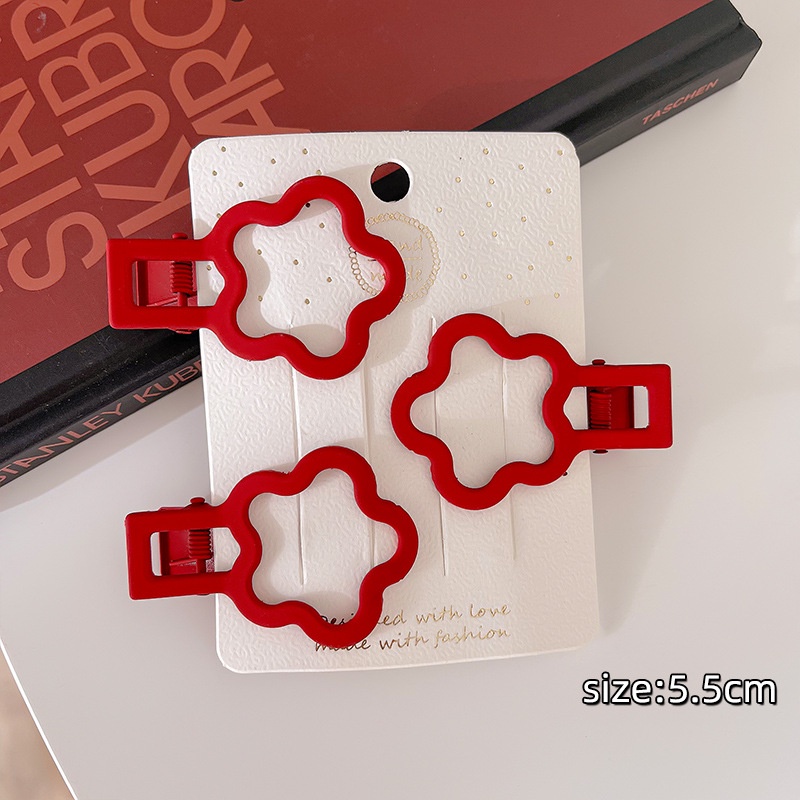 Klip Rambut Merah Tahun Baru Poni Dahi Depan Perempuan Kartu Cubit Samping Di Tahun Tahun Baru, Hiasan Kepala Klip Kecil Duckbill Temperamen Sederhana