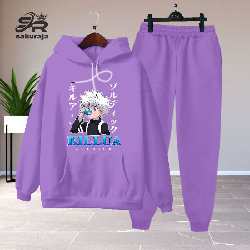 setelan hoodie anak karakter Hunter X killua Zoldyck/umur 3-17 tahun
