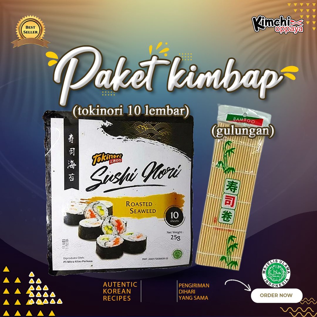 

Paket Tokinori 10 Lembar dan Sushi mat Tikar Penggulung Sushi Bamboo
