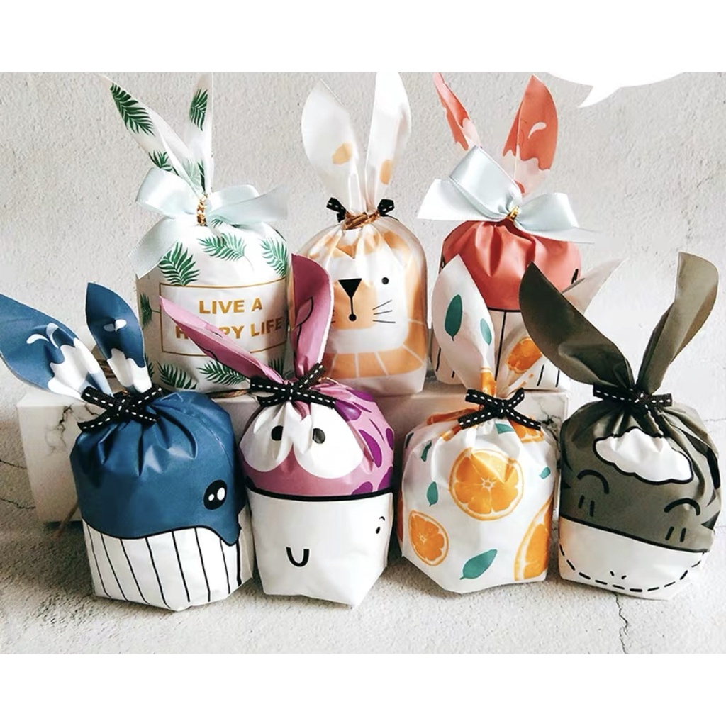 1pc EBM 13.5x22cm Plastik Rabbit Ear Bag hampers ultah suvenir