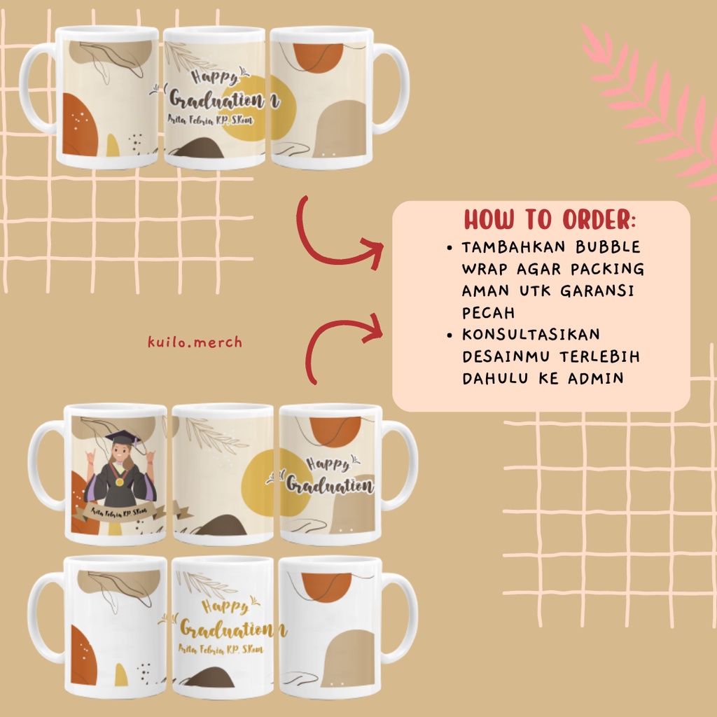 MUG GELAS WISUDA / GELAS CUSTOM UNTUK WISUDA - MERCHANDISE WISUDA - KADO WISUDA [[WAJIB TAMBAH BUBBL