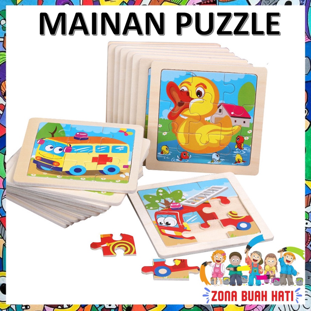 ZBH PUZZLE ANAK JIGSAW WOODEN PUZZLE KAYU ANAK PUZZLE ANAK KARAKTER LUCU MAINAN ANAK EDUKASI MURAH