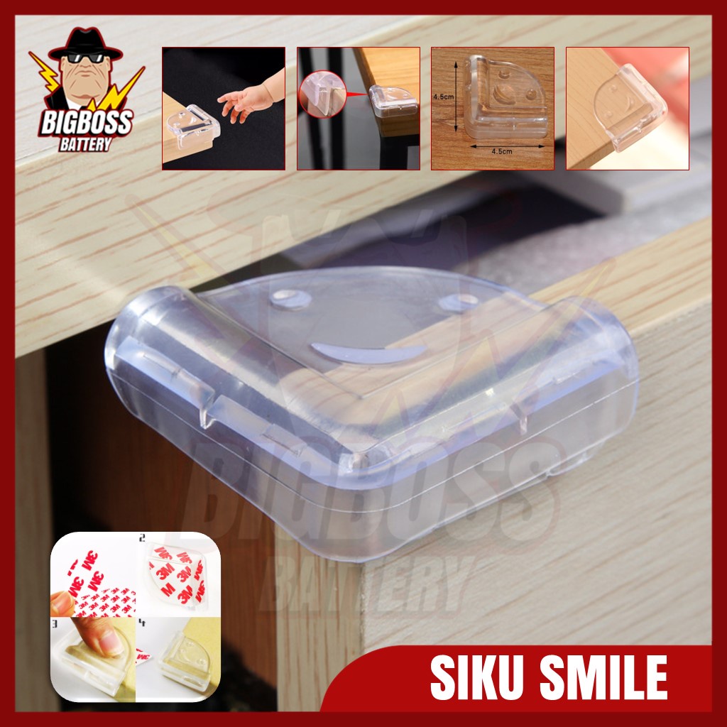 Siku Pelindung Meja Smile Minimalis Pengaman Sudut Meja Silikon Transparan