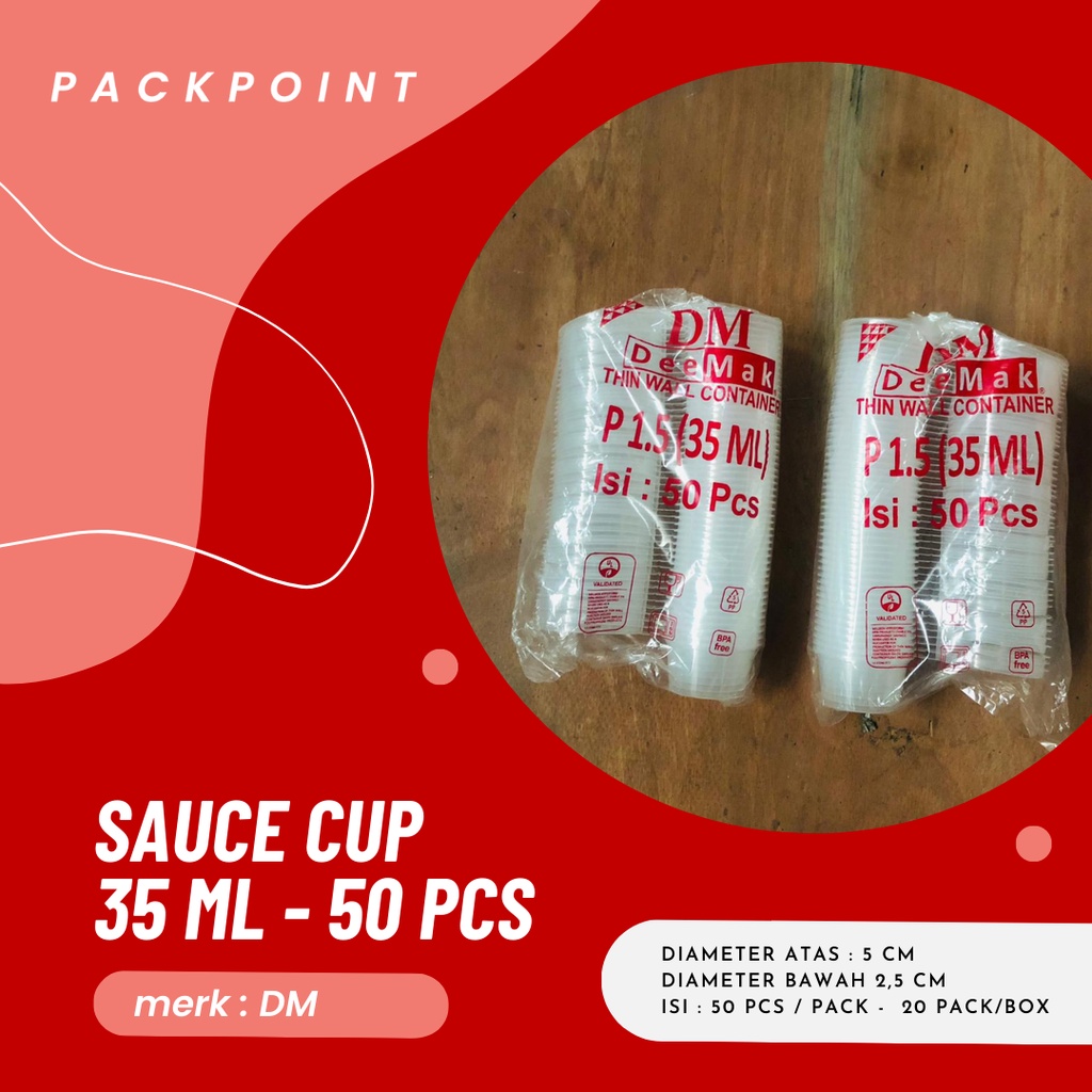 Tempat Saos Plastik 35 ml DM/ Cup Saos 35 ml / Cup Saus 35 ml - 50 pcs