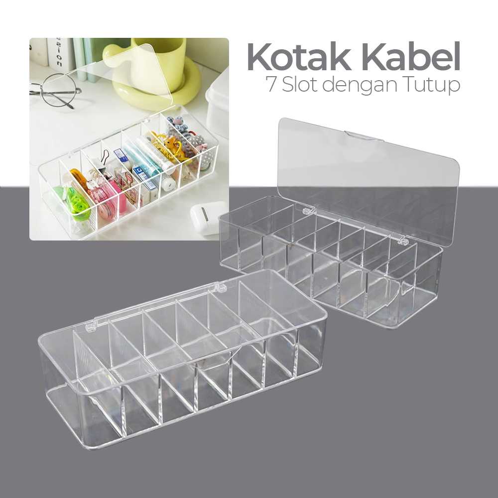 BNBS Kotak Kabel Organizer Cable Storage Box 7 Slot with Cover BN-2046 ( Mughnii )