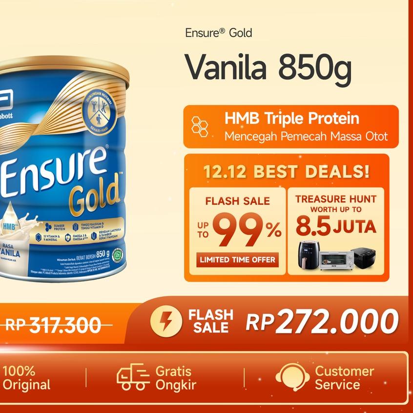 

Oke Price Jlife - Ensure Gold Vanila 850G Susu Nutrisi Dewasa Rendah Laktosa T5D**