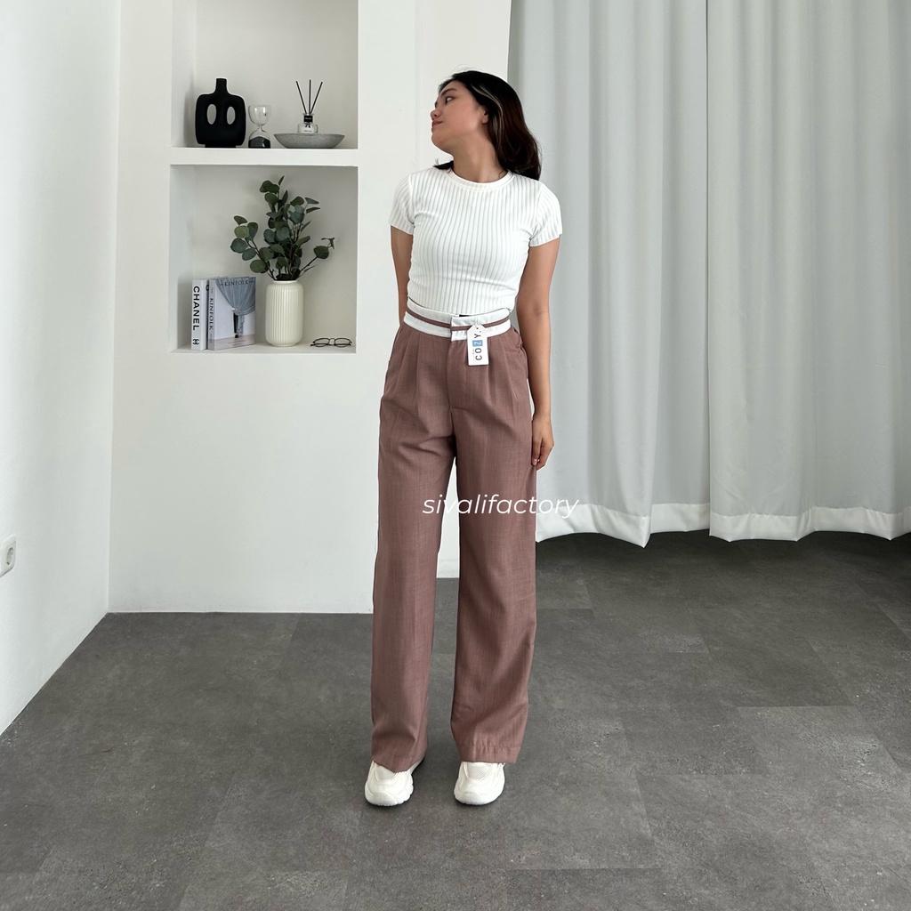 SIVALI Torry Pants - Celana Highwaist Anti Kusut - Celana Kulot Wanita - Trendy Pants