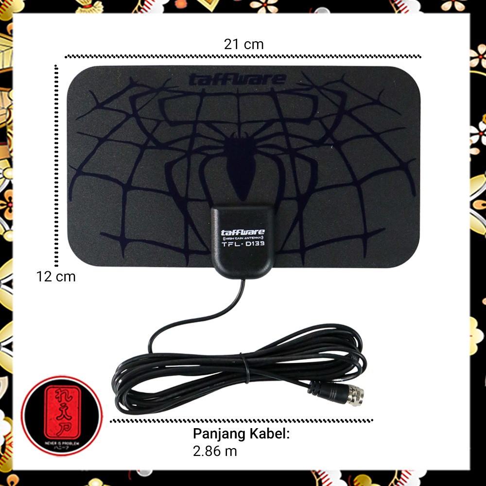 Taffware Antena TV Digital Indoor DVB-T2 25dB Spider Pattern V2.0 - TFL-D139