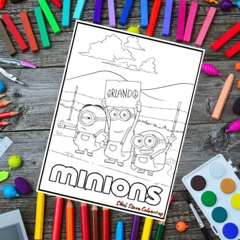 

Kertas Mewarnai Gambar Anak Tema Minions 03 / Kertas Gambar (10 Lembar Gambar)