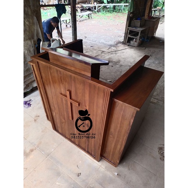 Mimbar Gereja Minimalis kayu jati