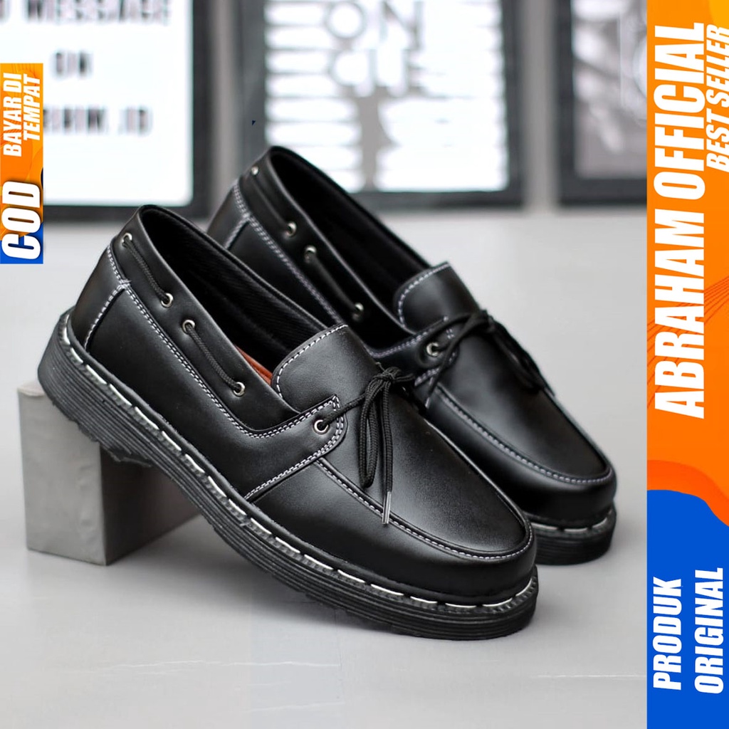 Sepatu Formal Pantofel Kerja Pria Docmart Low Boots Hitam Abraham DOMINIK