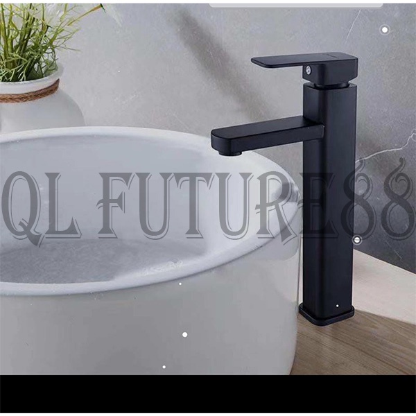 Kran Washtafel Air Panas Dingin SS 304 Kepala Up-Down Hitam Matte