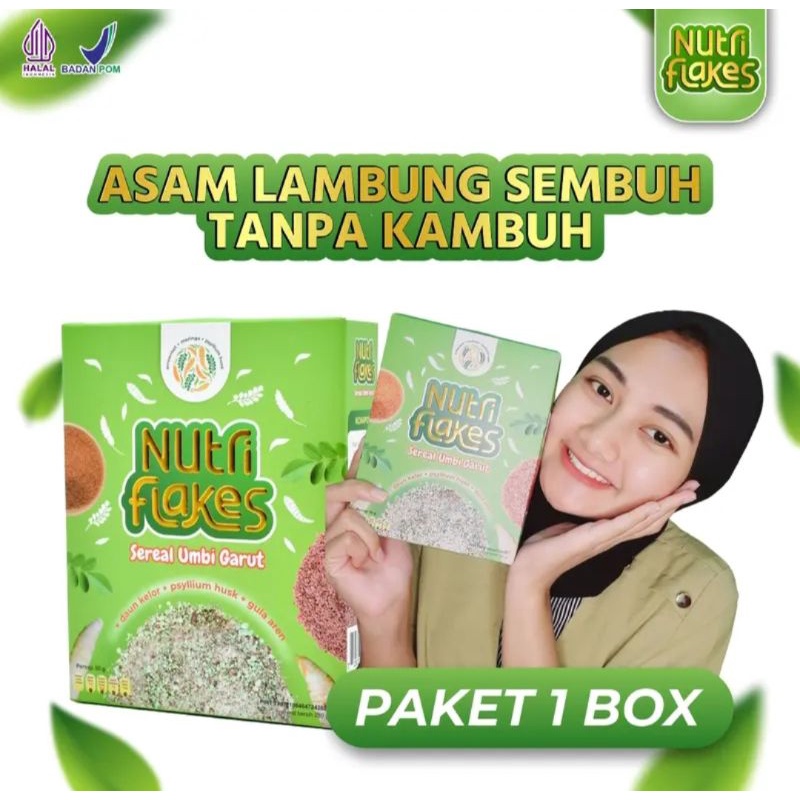NUTRIFLAKES SEREAL UMBI GARUT & DAUN KELOR - AMPUH MENGATASI GERD , MAAG DAN ASAM LAMBUNG Original 1