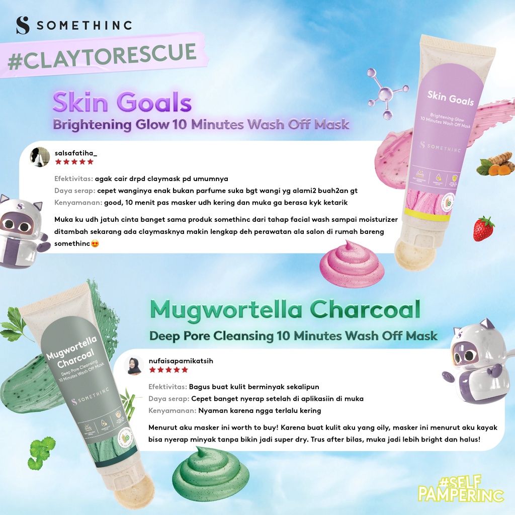 [PROMO SPESIAL] BPOM SOMETHINC SKIN GOALS BRIGHTENING GLOW WASH OFF MASK MUGWORTELLA CHARCOAL DEEP PORE CLEANSING MASK 60ml 100% ORIGINAL TERMURAH