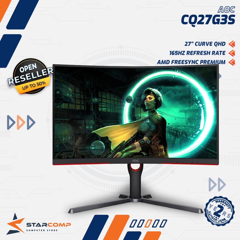 AOC 27&quot; CQ27G3S Curved QHD 1440p 165Hz DP HDMI Gaming Monitor