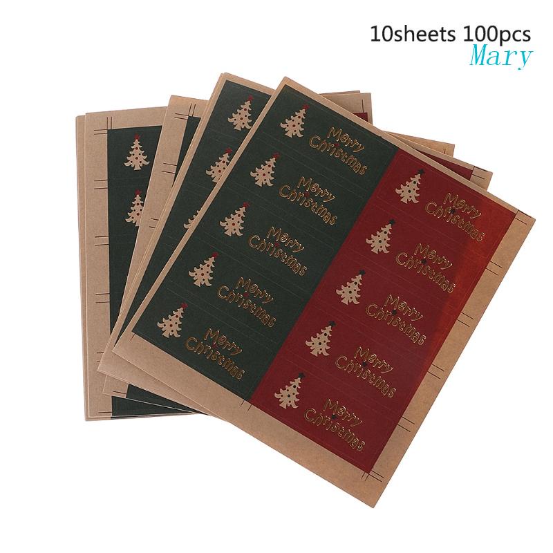 Mary Roll Isi 100stiker Segel Natal Klasik Xmas Kartu Gift Box Dekorasi