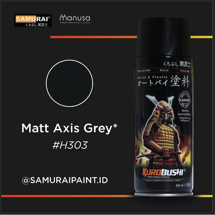(Warna Honda) H303 Matt Axis Grey - Samurai Paint Cat Semprot/Pilox #Original