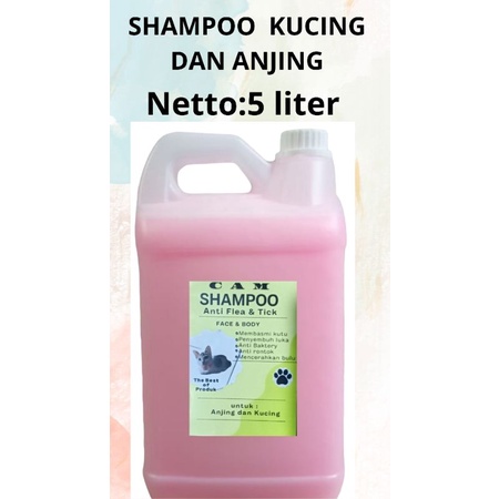 shampoo kucing dan anjing anti kutu dan jamur anti bakteri dan rontok netto:5 liter