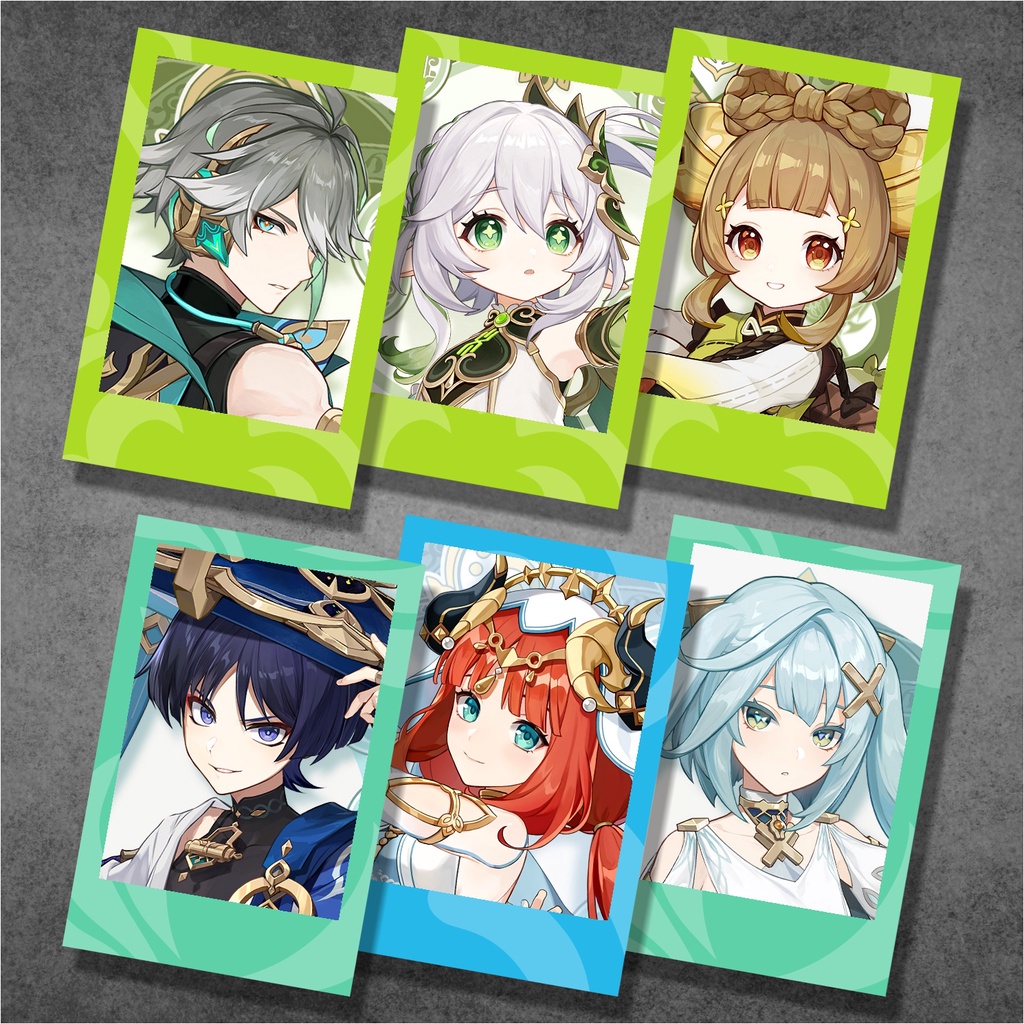 Koleksi Polaroid Anime Game Genshin Impact A1 - Warna - Ayaka Diluc Eula Ganyu HuTao Jean Kazuha Keqing Klee Kokomi Nahida Nilou Shogun Tartaglia Venti Xiao Yae Miko Yomiya Zhongli