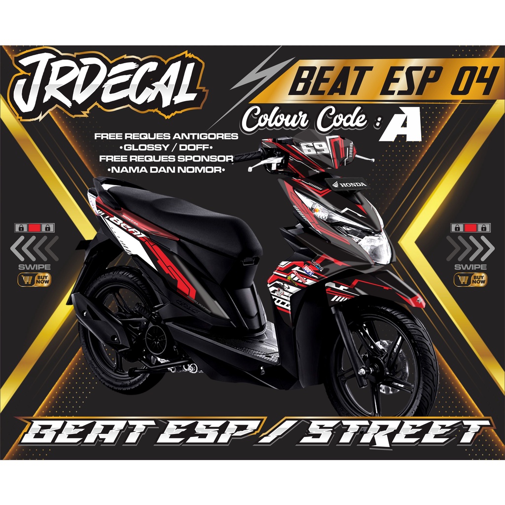 (BISA COD) DECAL STICKER HONDA BEAT ESP STREET HITAM THECNO FULLBODY- DECAL STICKER HONDA BEAT ESP S