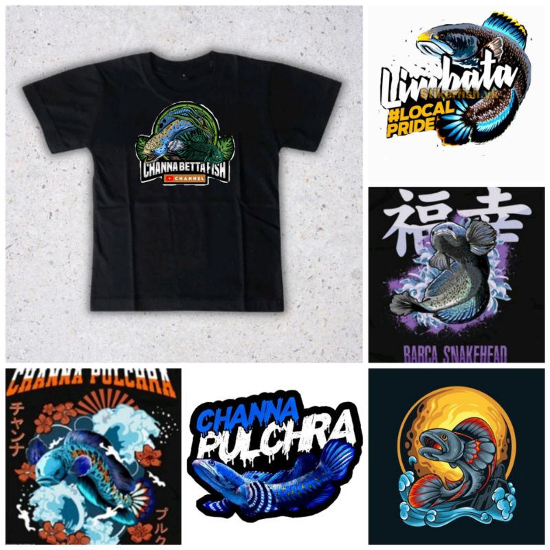 baju kaos atasan ,/kaos anak keren trendi/ motip chana limbata  ikan predator/ bisa reques gambar po
