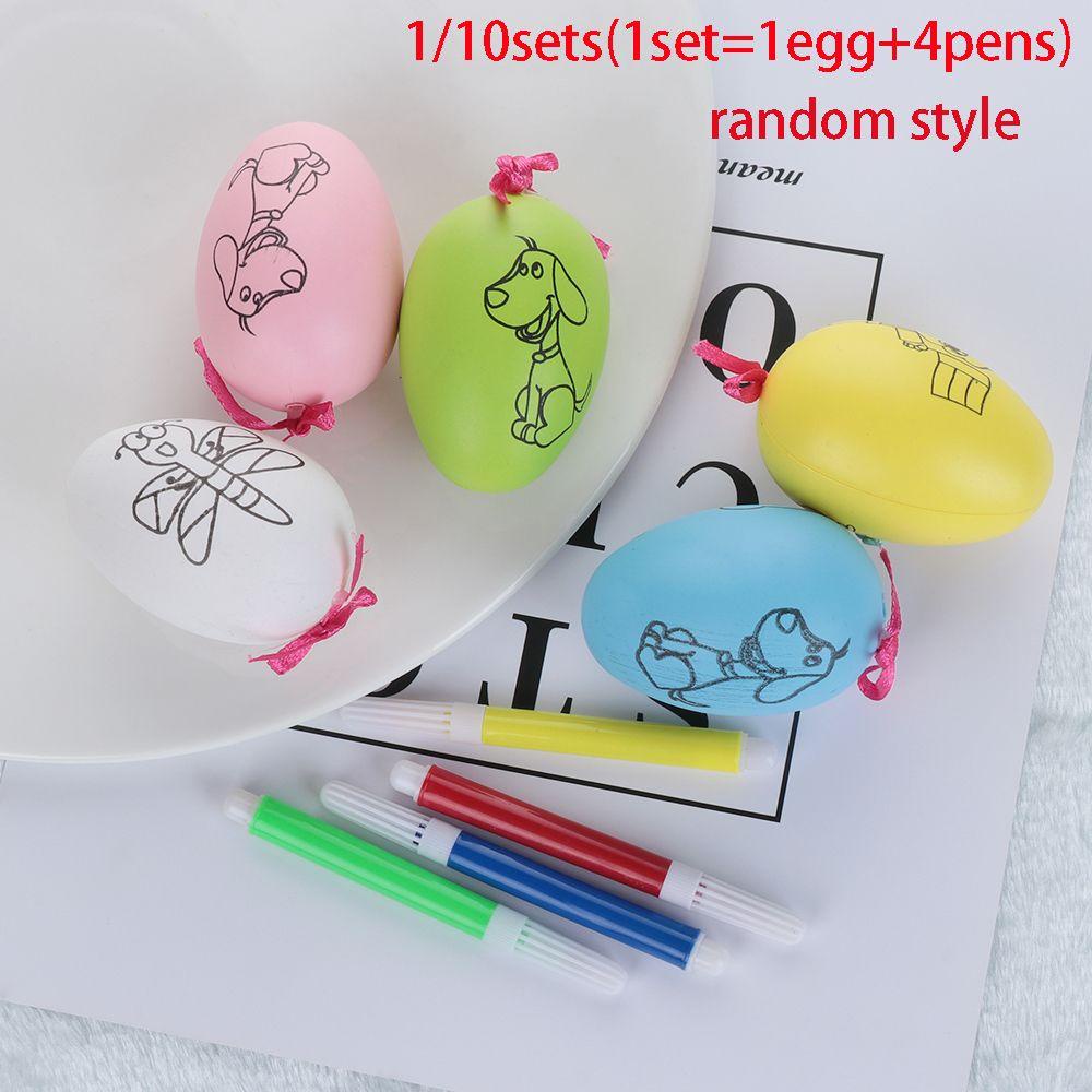 Preva1/10set (style random) Hadiah Telur Paskah DIY eggshell Plastik