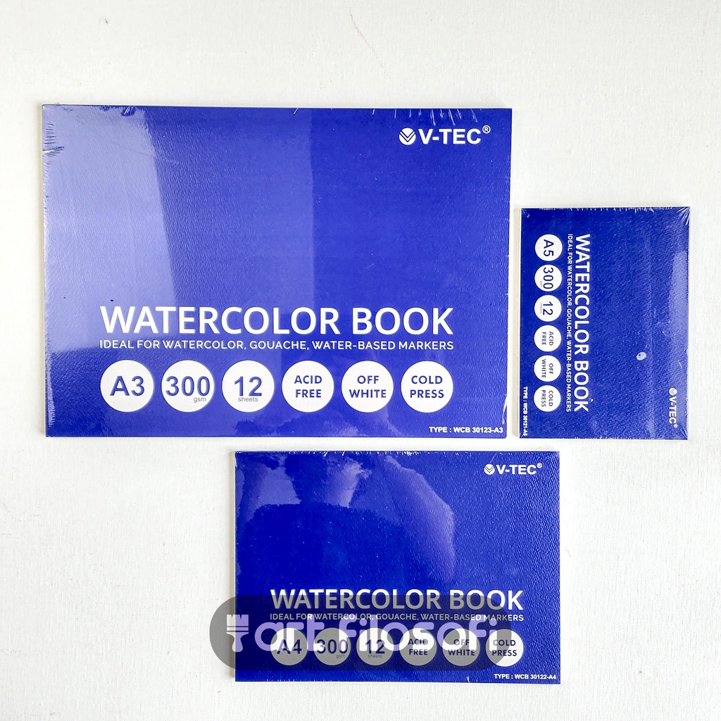 

V-TEC Watercolor Book Pad 300GSM | Buku Cat Air