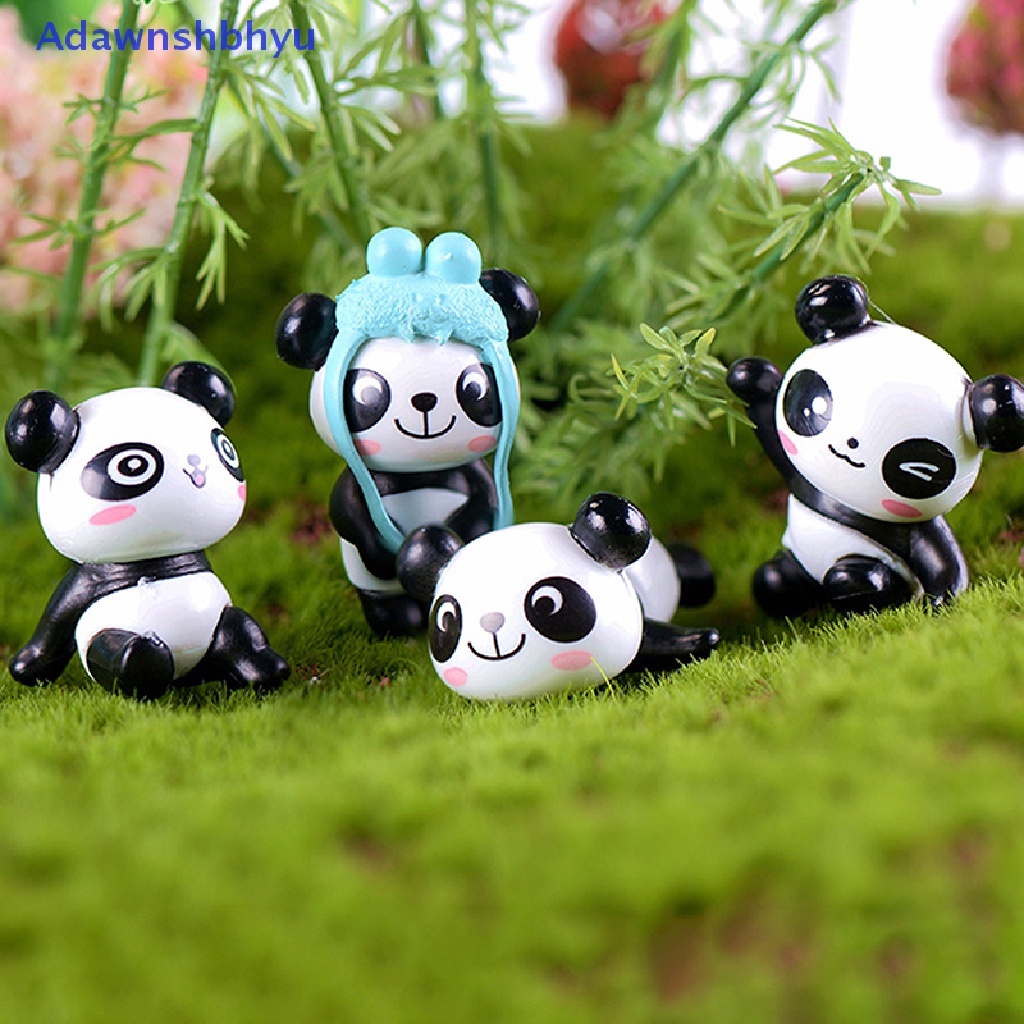 Adhyu 1Pc Patung Kartun Panda Lucu Pemandangan Taman Peri Miniatur Dekorasi Model ID